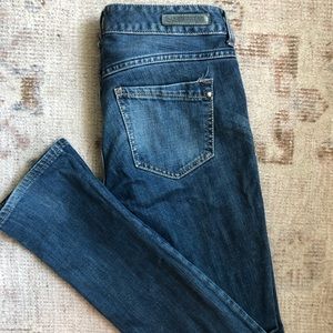 Express Womens Size 4 Regular Skinny Eva Curvy Fit Mid Rise Denim Blue Jeans